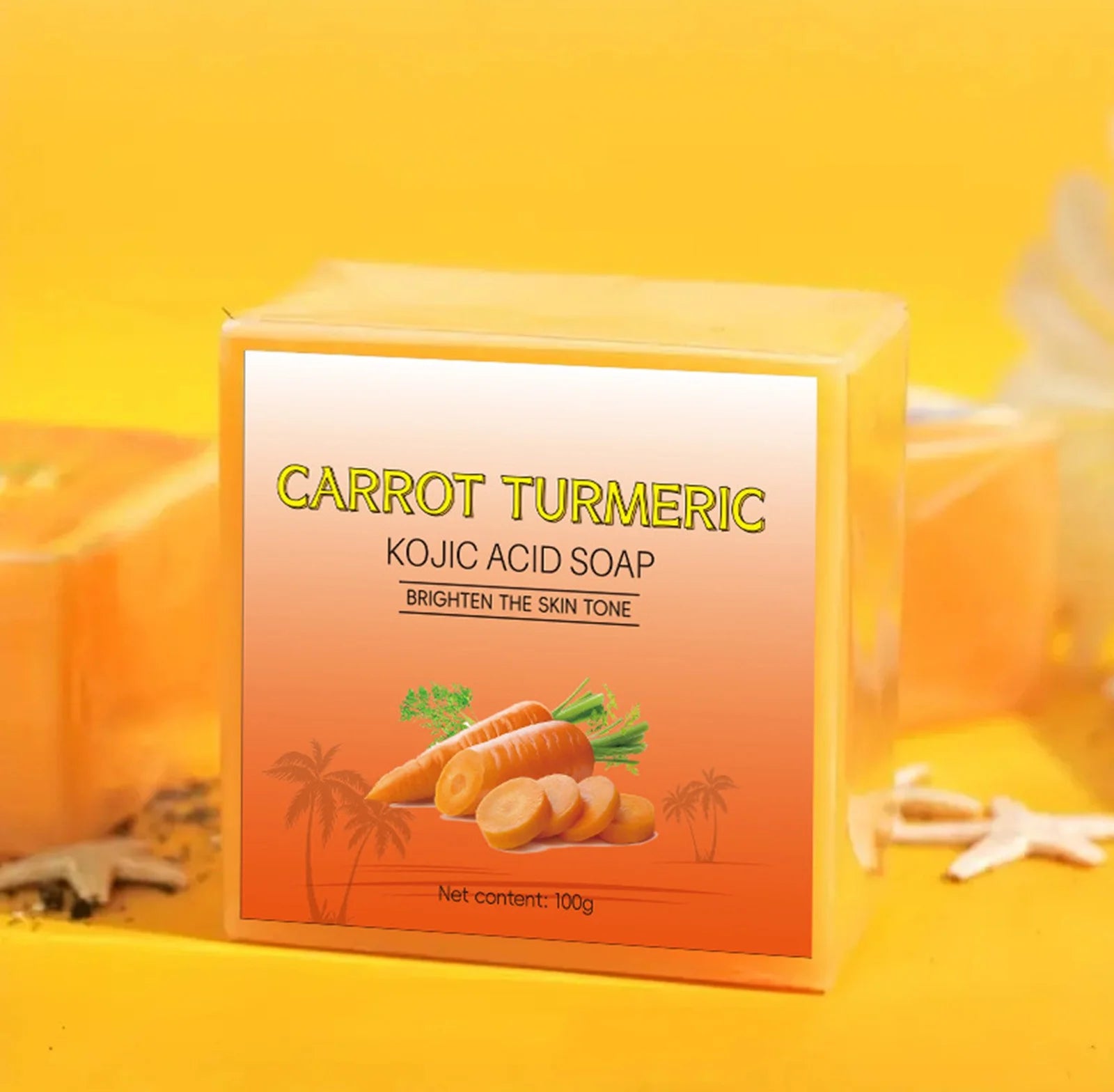 Natural Carrot Turmeric Soap Bar for Face & Body,Turmeric Skin Soap Wash for Dark Spots,Intimate Areas,Underarms,Turmeric Face Soap Reduces Acne,Fades Scars & Cleanses Skin