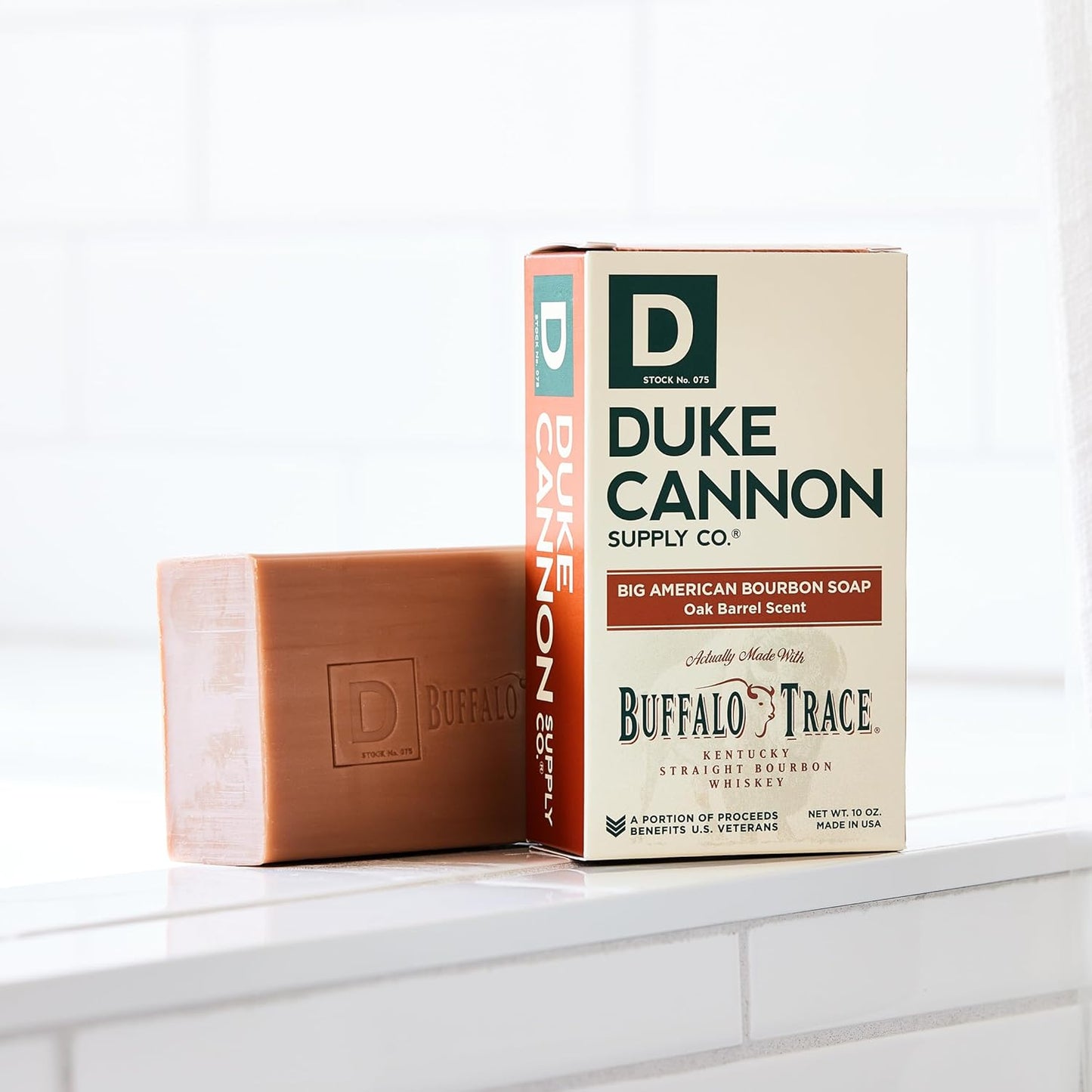 Big Brick of Soap Bar for Men Big American Bourbon Made W/Buffalo Trace (Charred Oak Barrel Scent) Multi-Pack - Superior Grade, Extra Large, All Skin Types, 10 Oz (6 Pack)