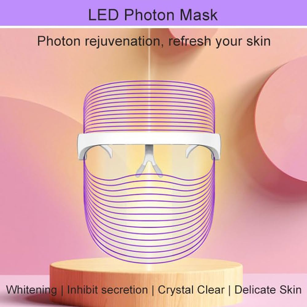 LED Face Mask Light Therapy, Ultra-Light Upgraded Red Light Therapy for Face, 7-1 Colors L E D Facial Skin Care Mask, 7 Colors Portable Rechargeable Skin Treatment Mask