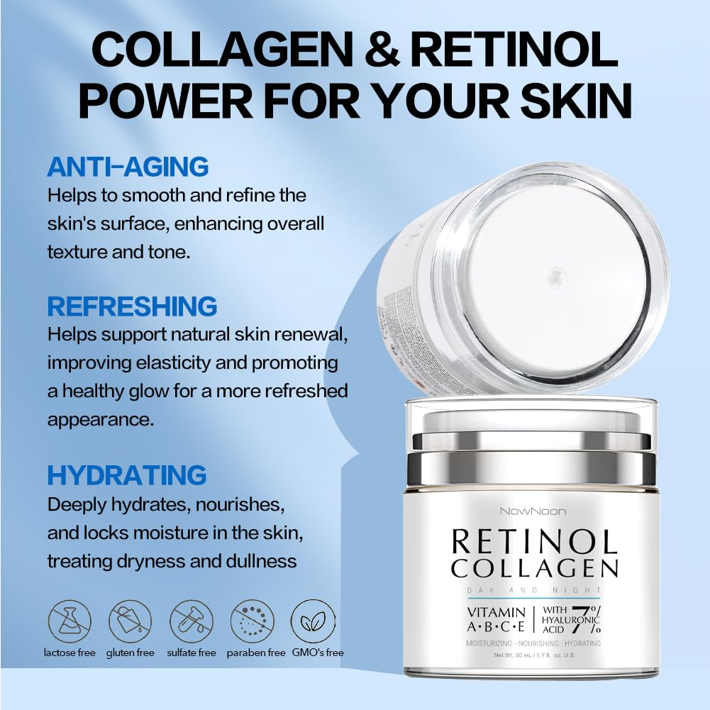 Night Cream Face Moisturizer with Retinol, Collagen, Niacinamide 10%, anti Wrinkle Face Cream, Made in USA, Retinol Cream for Face, anti Aging Face Cream, Face Moisturizer for Women, 1.7Oz