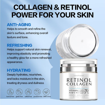 Night Cream Face Moisturizer with Retinol, Collagen, Niacinamide 10%, anti Wrinkle Face Cream, Made in USA, Retinol Cream for Face, anti Aging Face Cream, Face Moisturizer for Women, 1.7Oz