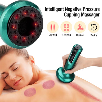 Electric Cupping Massager Vacuum Suction Cup Guasha anti Cellulite Beauty Health Scraping Infrared Heat Slimming Massage